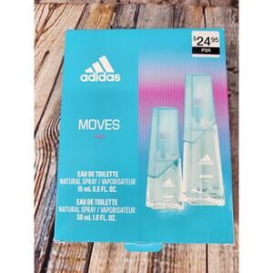 Adidas Moves Her Body Spray Set Of 2 NEW Two Eau De Toilette Sprays 15mL 30mL